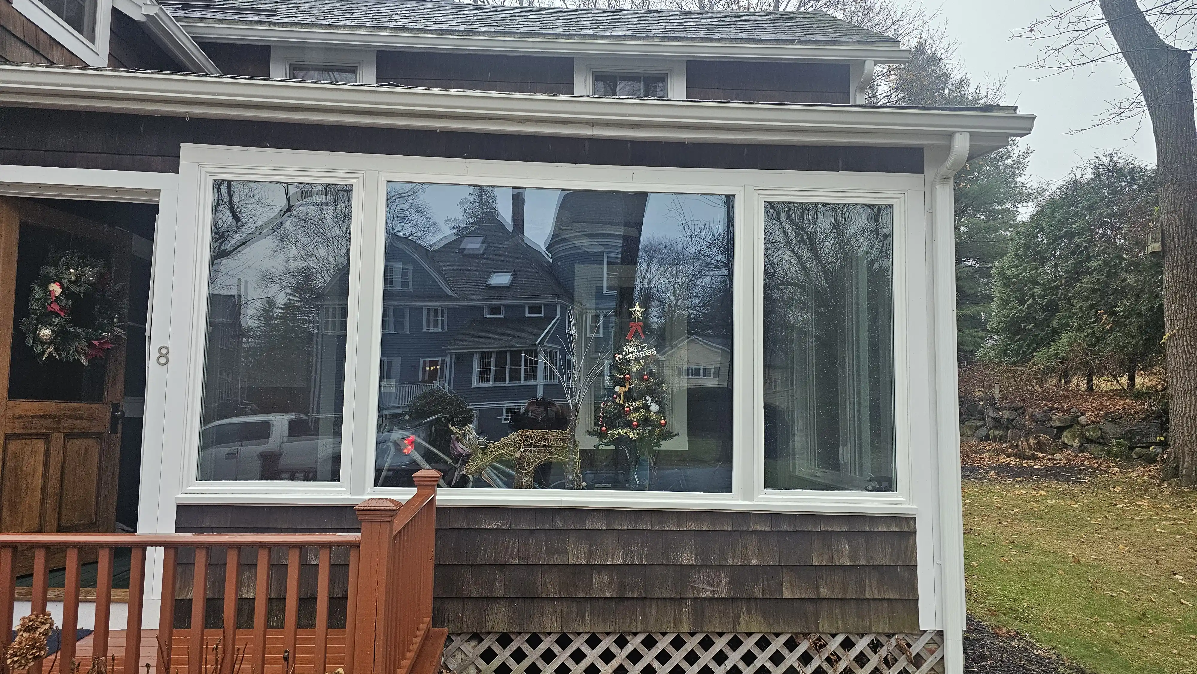 Large picture window with white frame and fixed glass panel